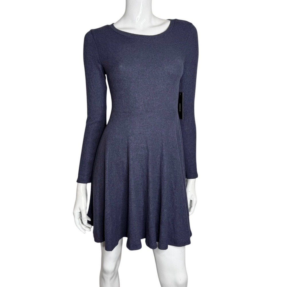 Lulus Purple Fit and Flare‎ Long Sleeve Dress Midi Sweater Dress Woman's M